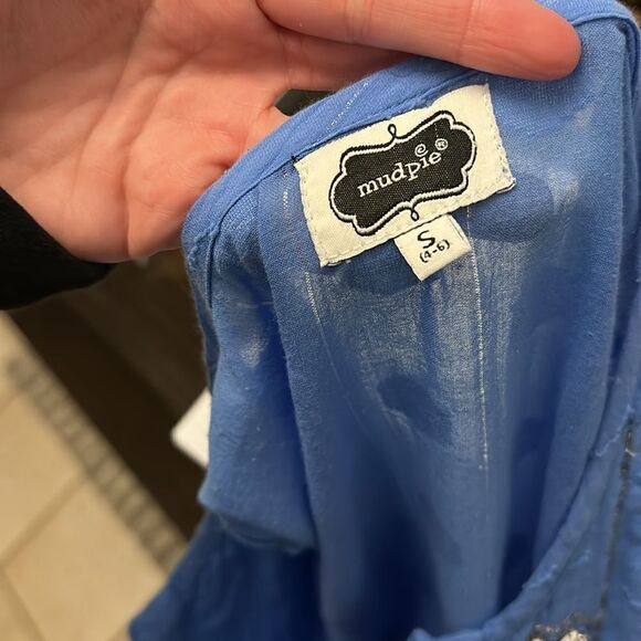 Mud Pie Gorgeous Blue Rhinestone Embellished Swimsuit Coverup Tunic Dress - Picture 4 of 6